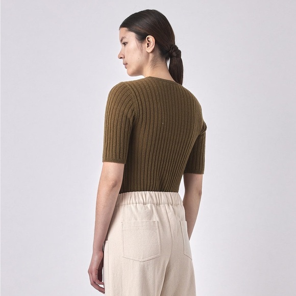 7115 BY SZEKI - MOLLY RIBBED KNIT SHORT-SLEEVE MERINO WOOL TSHIRT - Picture 2 of 6